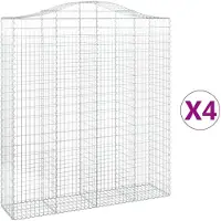 vidaXL Gabionen met boogvorm, 4 stuks, 200x50x220/240 cm, verzinkt staal