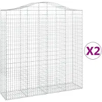 vidaXL Gabionen met boogvorm, 2 stuks, 200x50x200/220 cm, verzinkt staal