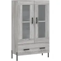 vidaXL Hoge kast 69,5x31x115 cm bewerkt hout grijs sonoma eikenkleurig