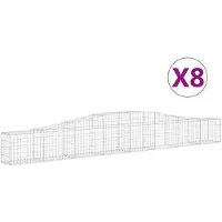 vidaXL Gabionen met boogvorm, 8 stuks, 400x30x40/60 cm, verzinkt staal
