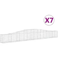 vidaXL Gabionen met boogvorm, 7 stuks, 400x30x40/60 cm, verzinkt staal