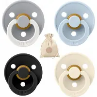 BIBS fopspenen - T2 -Baby Blue, Ivory, Black, Glow Cloud -6-18 maanden - spenen - speen - fopspeen - BolleToet speenzakje