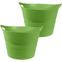 Excellent houseware Flexibele emmer - 2x - groen - 43 liter - kunststof - 45 x 38 cm - Wasmanden