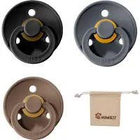 BIBS fopspenen maat 3 18+ maanden| Set 3 stuks| Dark oak, Iron, Black + Monkiezz speenzakje