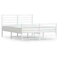 vidaXL Bedframe met hoofd- en voeteneinde metaal wit 120x200 cm