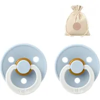 BIBS fopspenen T2 + speenzakje BolleToet - 2 stuks glow in the dark baby blue - 6-18 maanden