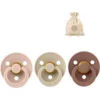 BIBS fopspenen T1 + speenzakje BolleToet - blush, vanilla en woodchuck - 0-6 maanden