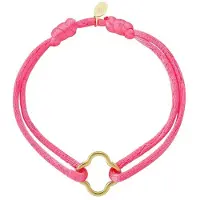Yehwang Satijnen armband klaver neon Fuchsia RVS
