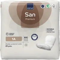 ABENA GmbH San 1A, 28x Absorberende Inlegger, Pak, + Plakstrip - Voor Flinke druppels Urineverlies - Absorptie 250 ml, beige