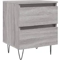 vidaXL Nachtkastje 40x35x50 cm bewerkt hout grijs sonoma eikenkleurig