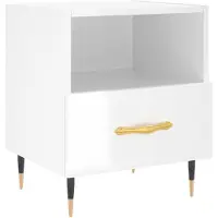 vidaXL Nachtkastje 40x35x47,5 cm bewerkt hout hoogglans wit