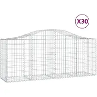 vidaXL Gabionen met boogvorm, 30 stuks, 200x50x80/100 cm, verzinkt staal