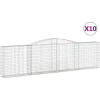 vidaXL Gabionen met boogvorm, 10 stuks, 400x30x100/120 cm, verzinkt staal