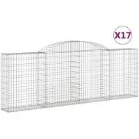 vidaXL Gabionen met hoge boog, 17 stuks, 300x30x100/120 cm, verzinkt staal