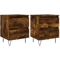vidaXL Nachtkastjes 2 st 40x35x50 cm bewerkt hout gerookt eikenkleurig