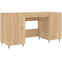 vidaXL Bureau 140x50x75 cm bewerkt hout sonoma eikenkleurig