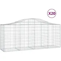 vidaXL Gabionen met boogvorm, 20 stuks, 200x50x80/100 cm, verzinkt staal