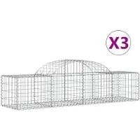 vidaXL Gabionen met boogvorm, 3 stuks, 200x50x40/60 cm, verzinkt staal