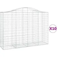vidaXL Gabionen met boogvorm, 10 stuks, 200x50x140/160 cm, verzinkt staal