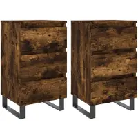 vidaXL Nachtkastjes 2 st 40x35x69 cm bewerkt hout gerookt eikenkleurig