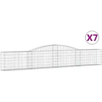 vidaXL Gabionen met boogvorm, 7 stuks, 400x30x60/80 cm, verzinkt staal