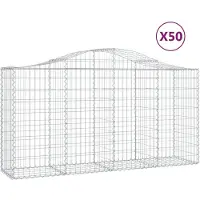 vidaXL Gabionen met boogvorm, 50 stuks, 200x50x100/120 cm, verzinkt staal