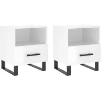 vidaXL Nachtkastjes 2 st 40x35x47,5 cm bewerkt hout hoogglans wit