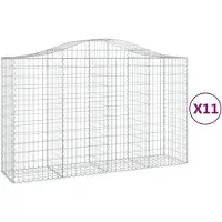 vidaXL Gabionen met boogvorm, 11 stuks, 200x50x120/140 cm, verzinkt staal