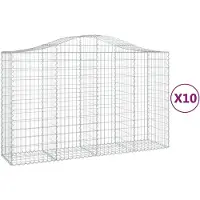 vidaXL Gabionen met boogvorm, 10 stuks, 200x50x120/140 cm, verzinkt staal