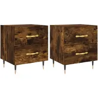 vidaXL Nachtkastjes 2 st 40x35x47,5 cm bewerkt hout gerookt eikenkleur