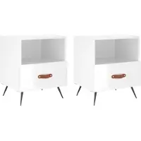 vidaXL Nachtkastjes 2 st 40x35x47,5 cm bewerkt hout hoogglans wit