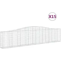 vidaXL Gabionen met boogvorm, 15 stuks, 400x30x80/100 cm, verzinkt staal