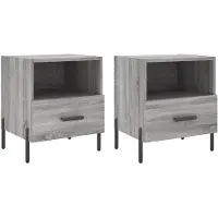 vidaXL Nachtkastjes 2 st 40x35x47,5 cm bewerkt hout grijs sonoma eiken