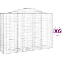 vidaXL Gabionen met boogvorm, 6 stuks, 200x50x140/160 cm, verzinkt staal