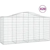 vidaXL Gabionen met boogvorm, 20 stuks, 200x50x100/120 cm, verzinkt staal