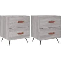 vidaXL Nachtkastjes 2 st 40x35x47,5 cm bewerkt hout grijs sonoma eiken
