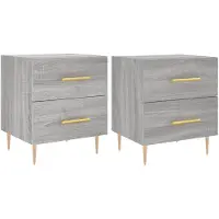 vidaXL Nachtkastjes 2 st 40x35x47,5 cm bewerkt hout grijs sonoma eiken