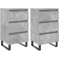 vidaXL Nachtkastjes 2 st 40x35x69 cm bewerkt hout betongrijs