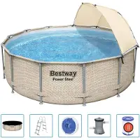 Bestway Power Steel Zwembadset met luifel 396x107 cm