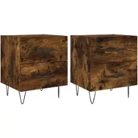 vidaXL Nachtkastjes 2 st 40x35x47,5 cm bewerkt hout gerookt eikenkleur