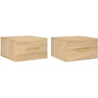 vidaXL Nachtkastjes 2 st wandgemonteerd 35x35x20 cm sonoma eikenkleur