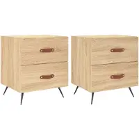 vidaXL Nachtkastjes 2 st 40x35x47,5 cm bewerkt hout sonoma eikenkleur