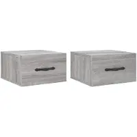 vidaXL Nachtkastjes 2 st wandgemonteerd 35x35x20 cm grijs sonoma eiken