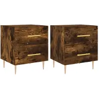 vidaXL Nachtkastjes 2 st 40x35x47,5 cm bewerkt hout gerookt eikenkleur