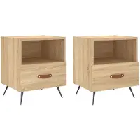 vidaXL Nachtkastjes 2 st 40x35x47,5 cm bewerkt hout sonoma eikenkleur