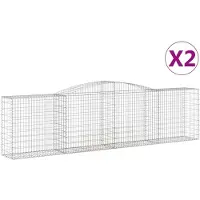 vidaXL Gabionen met boogvorm, 2 stuks, 400x50x100/120 cm, verzinkt staal