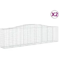vidaXL Gabionen met boogvorm, 2 stuks, 400x50x100/120 cm, verzinkt staal