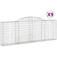 vidaXL Gabionen met boogvorm, 9 stuks, 300x30x100/120 cm, verzinkt staal