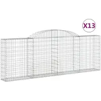 vidaXL Gabionen met hoge boog, 13 stuks, 300x30x100/120 cm, verzinkt staal