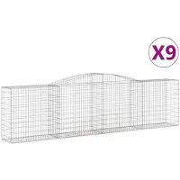 vidaXL Gabionen met boogvorm, 9 stuks, 400x50x100/120 cm, verzinkt staal